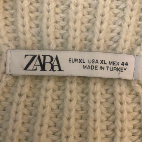 ZARA Creamy Tan Oversized Chunky Knit High Collared Sweater / Dress | XL - Picture 5 of 9